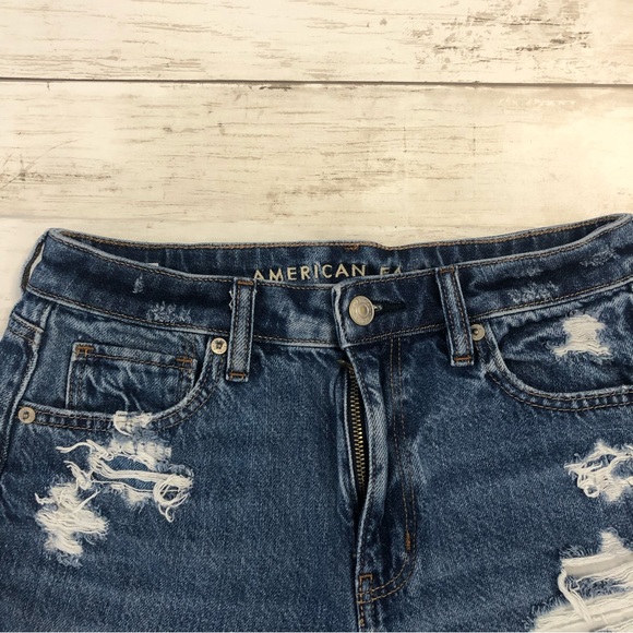 AMERICAN EAGLE Women’s Blue Ripped Short Size 4 - Picture 3 of 8